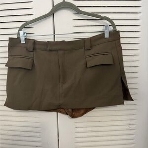 Brown Mini Skort with Pockets #026
